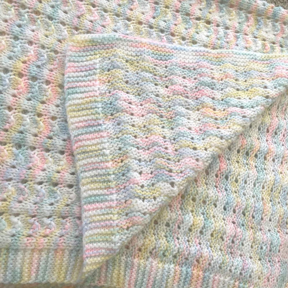 Handmade Crochet Baby Blanket Afghan Soft Pastel Colors‎ 42x42 Swaddle Lap Throw